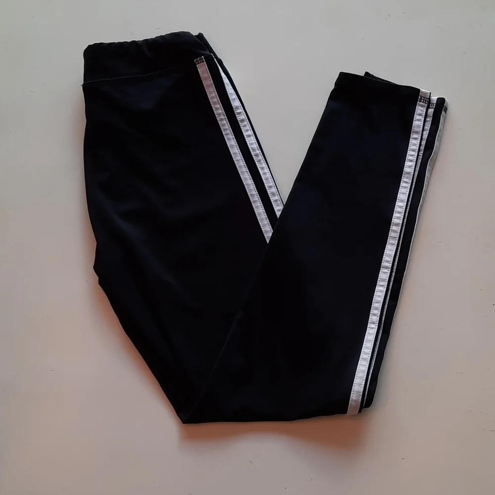 Adidas black white athletic pants medium 10 12